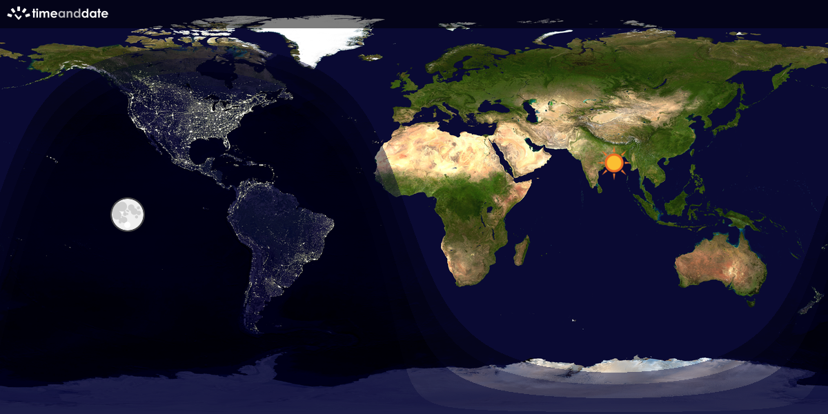 Verdenskart som viser dag og natt 