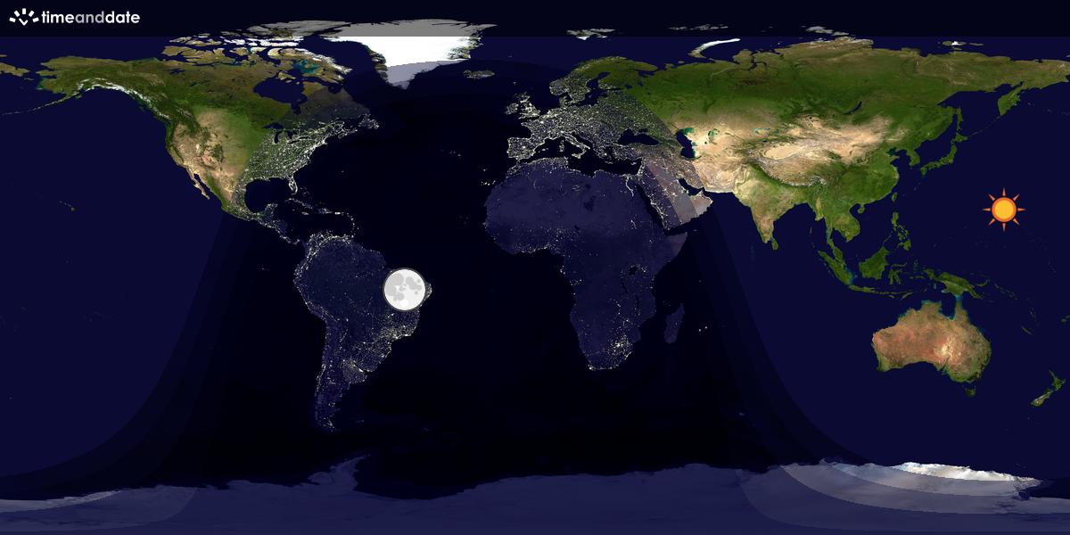 Verdenskart som viser dag og natt 