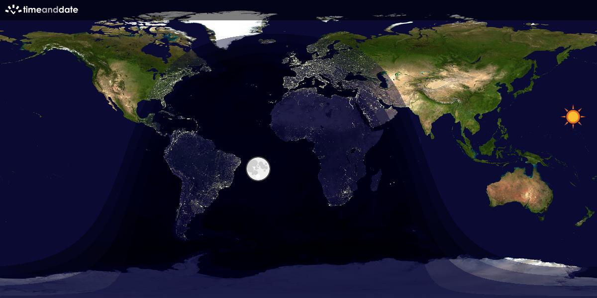 Verdenskart som viser dag og natt 