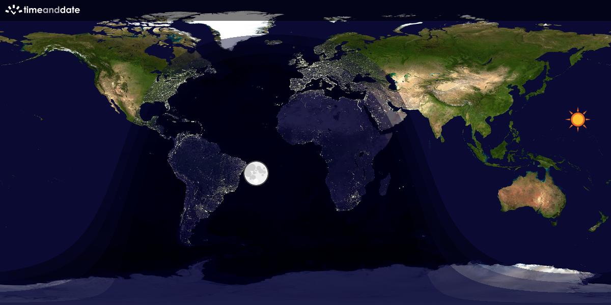 Verdenskart som viser dag og natt 