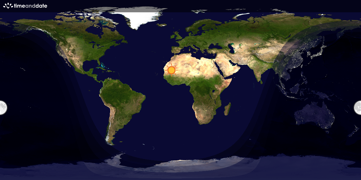 Verdenskart som viser dag og natt 