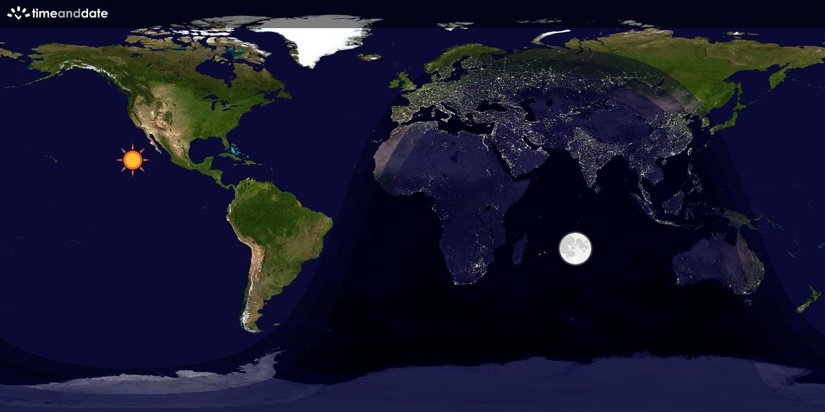 Verdenskart som viser dag og natt 