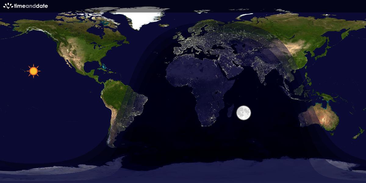 Verdenskart som viser dag og natt 