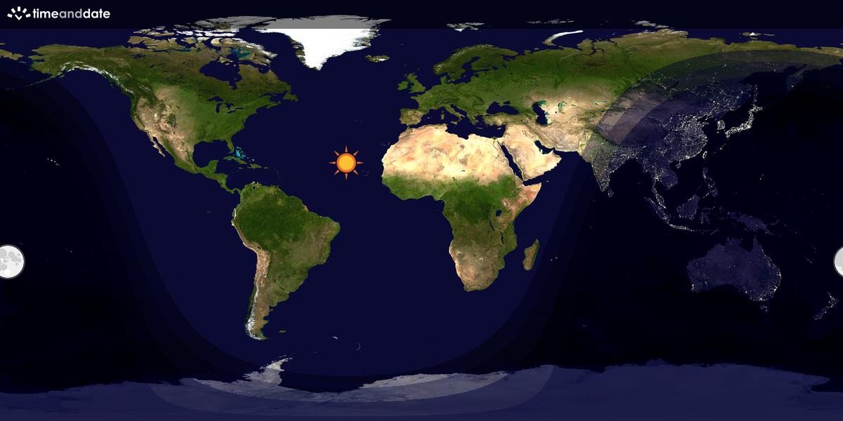 Verdenskart som viser dag og natt 