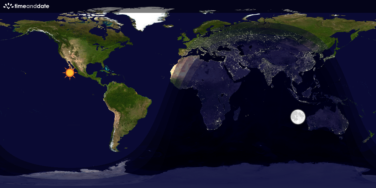 Verdenskart som viser dag og natt 