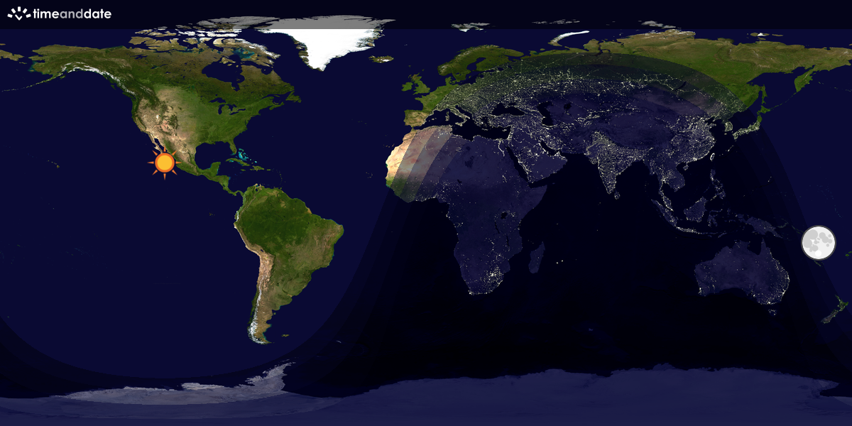 Verdenskart som viser dag og natt 