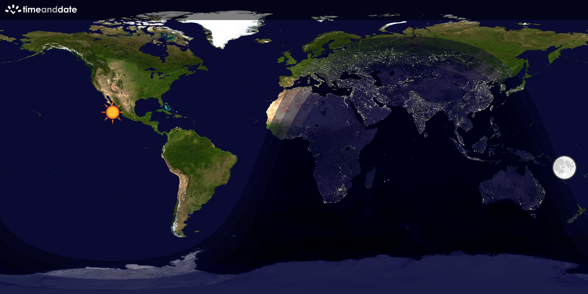 Verdenskart som viser dag og natt 