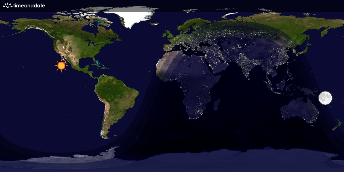 Verdenskart som viser dag og natt 