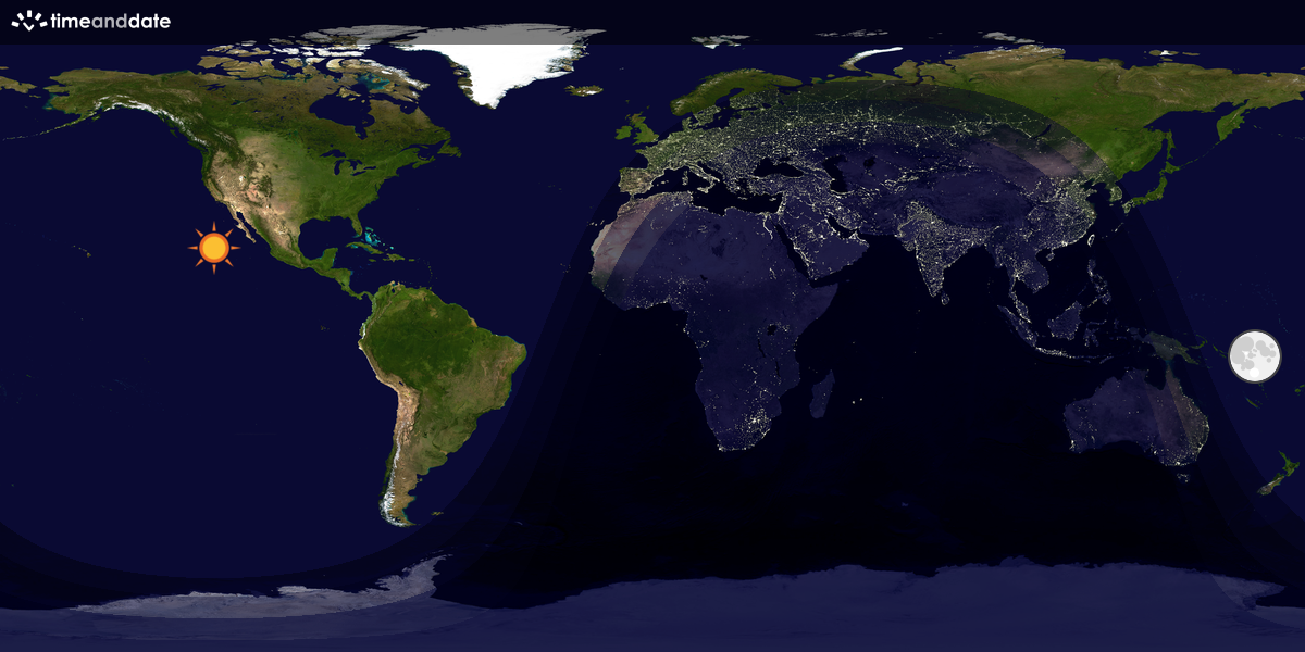 Verdenskart som viser dag og natt 