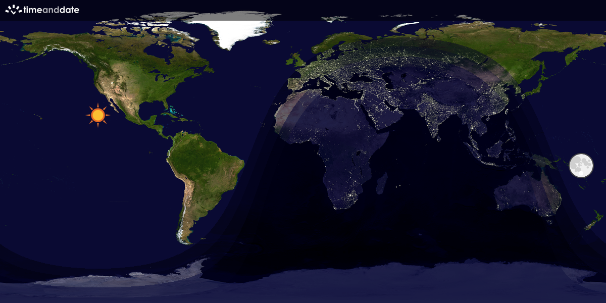 Verdenskart som viser dag og natt 