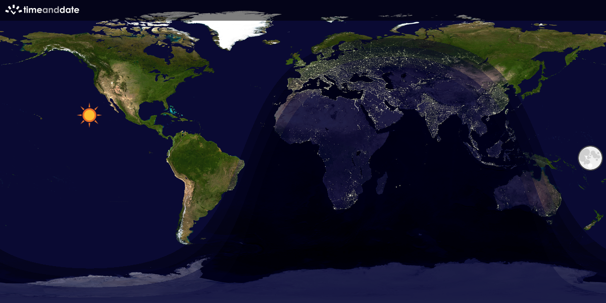 Verdenskart som viser dag og natt 