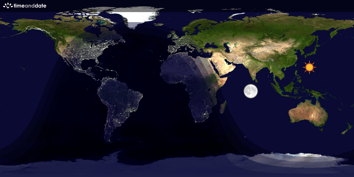 Verdenskart som viser dag og natt 