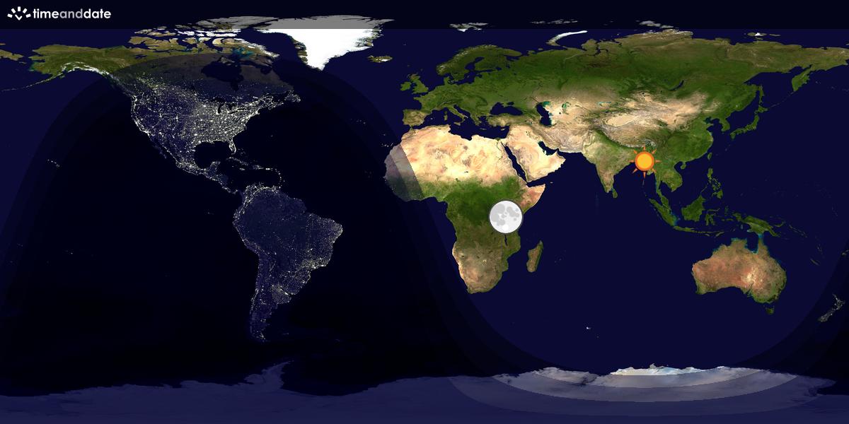 Verdenskart som viser dag og natt 