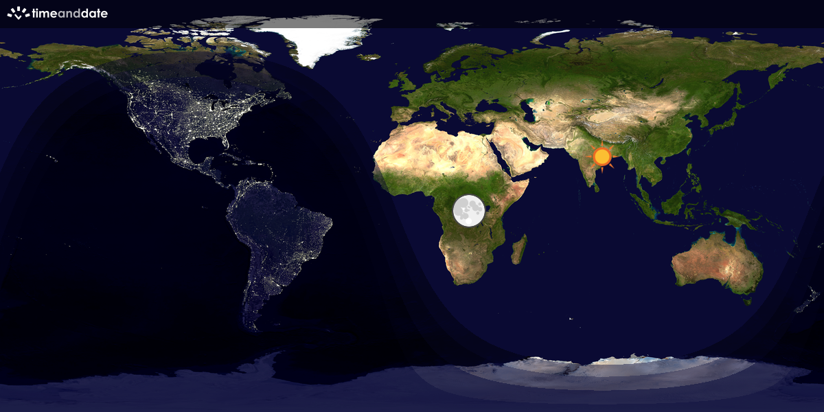 Verdenskart som viser dag og natt 