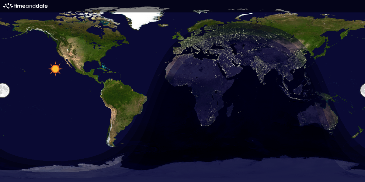 Verdenskart som viser dag og natt 