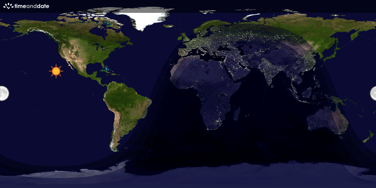 Verdenskart som viser dag og natt 