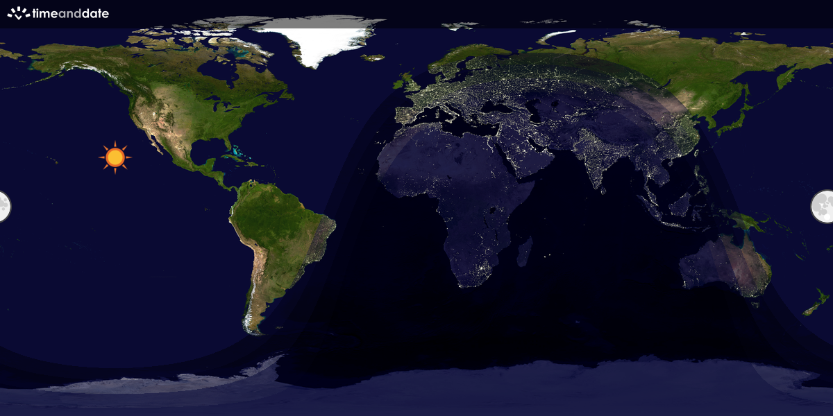 Verdenskart som viser dag og natt 