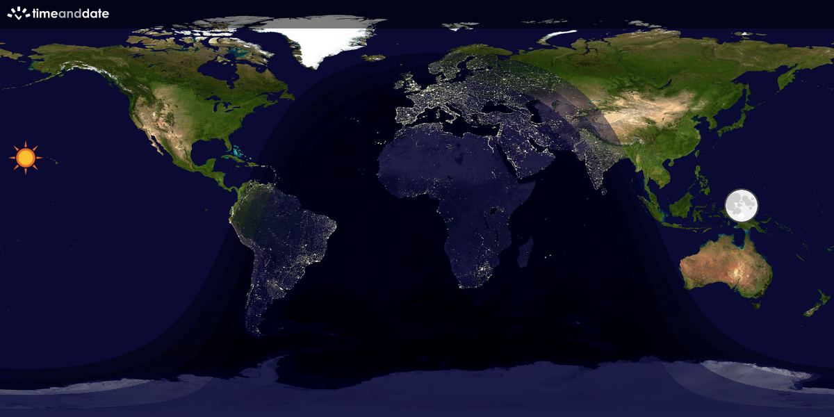 Verdenskart som viser dag og natt 