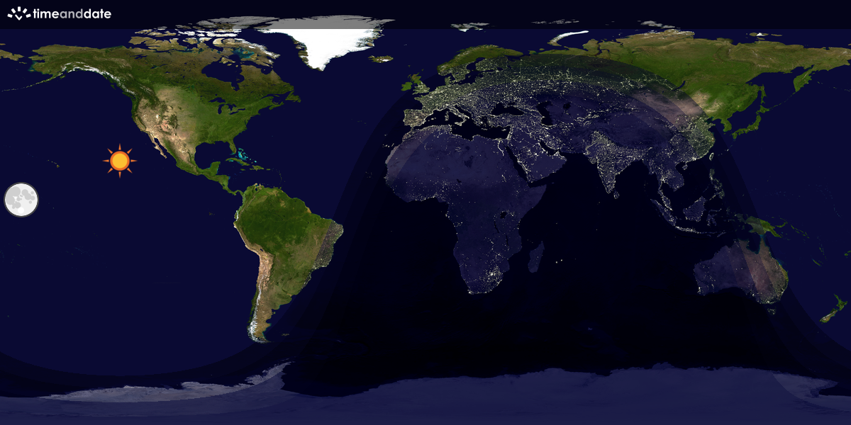 Verdenskart som viser dag og natt 