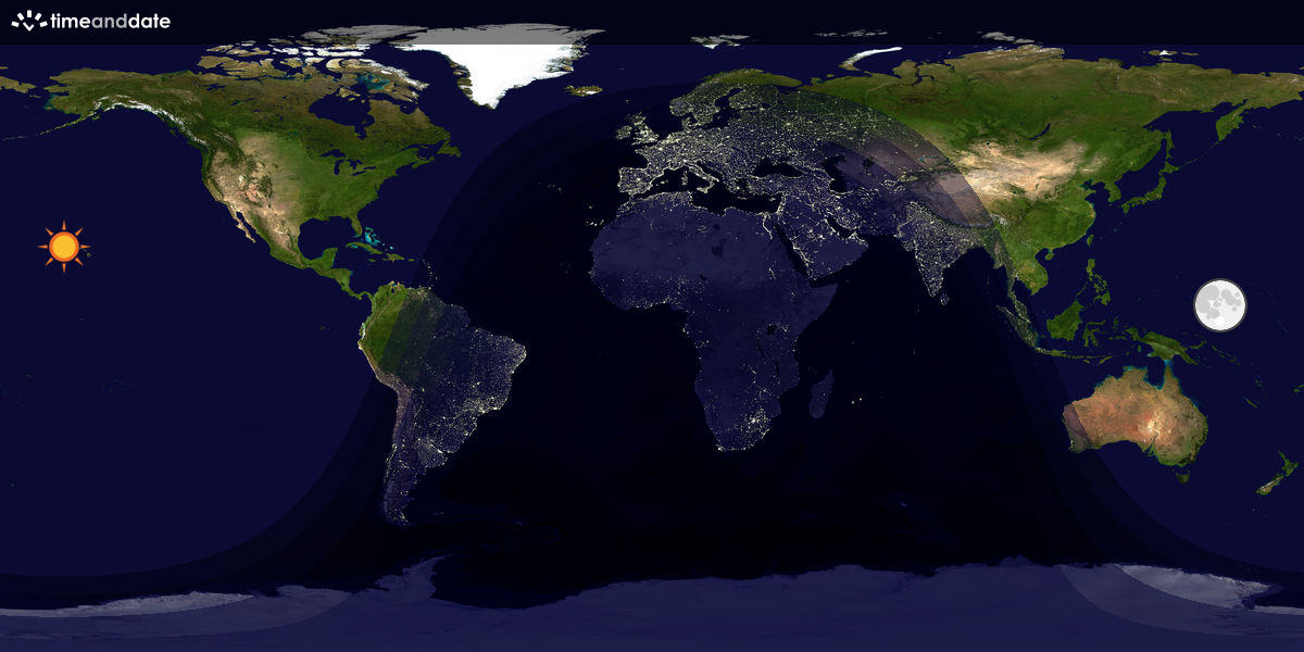 Verdenskart som viser dag og natt 
