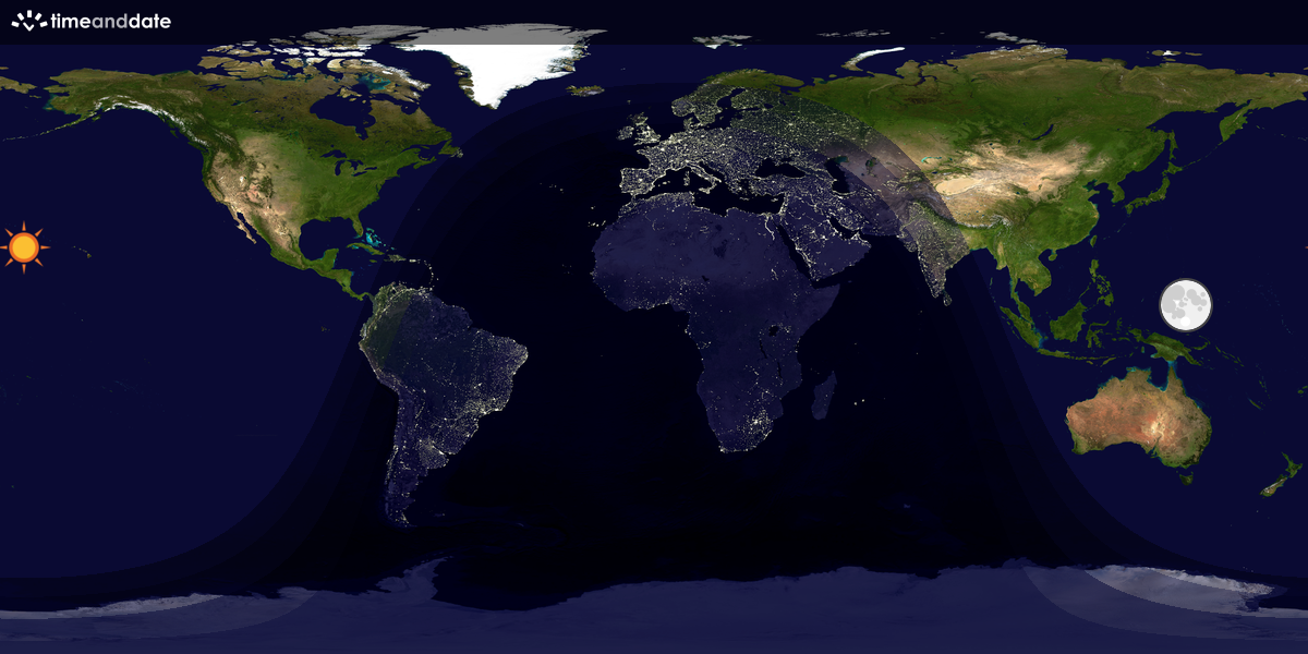 Verdenskart som viser dag og natt 