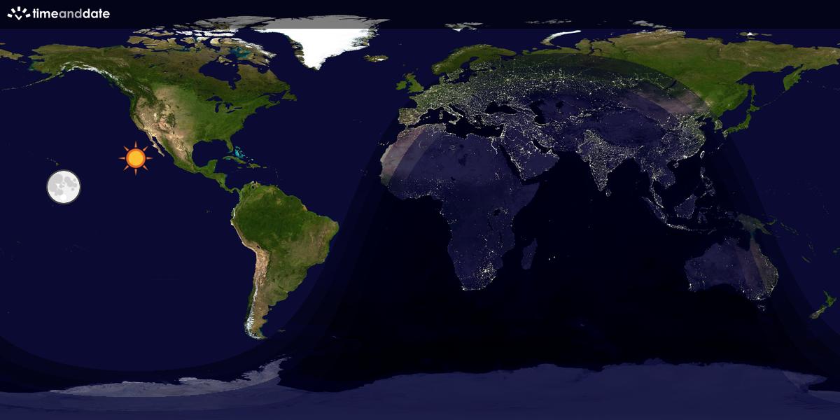 Verdenskart som viser dag og natt 