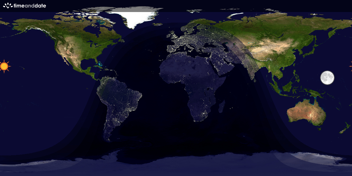 Verdenskart som viser dag og natt 
