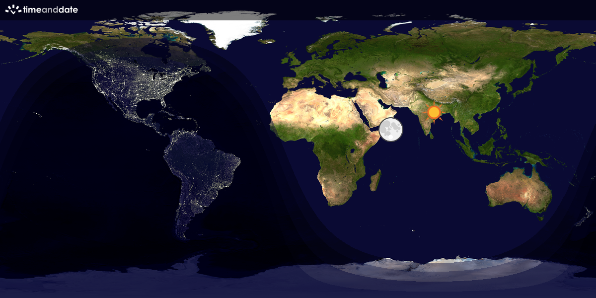 Verdenskart som viser dag og natt 