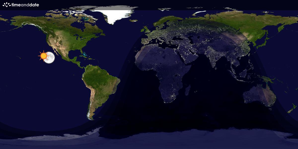 Verdenskart som viser dag og natt 