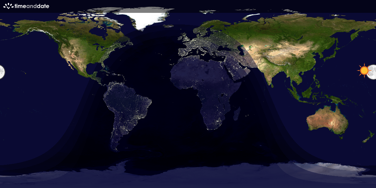 Verdenskart som viser dag og natt 
