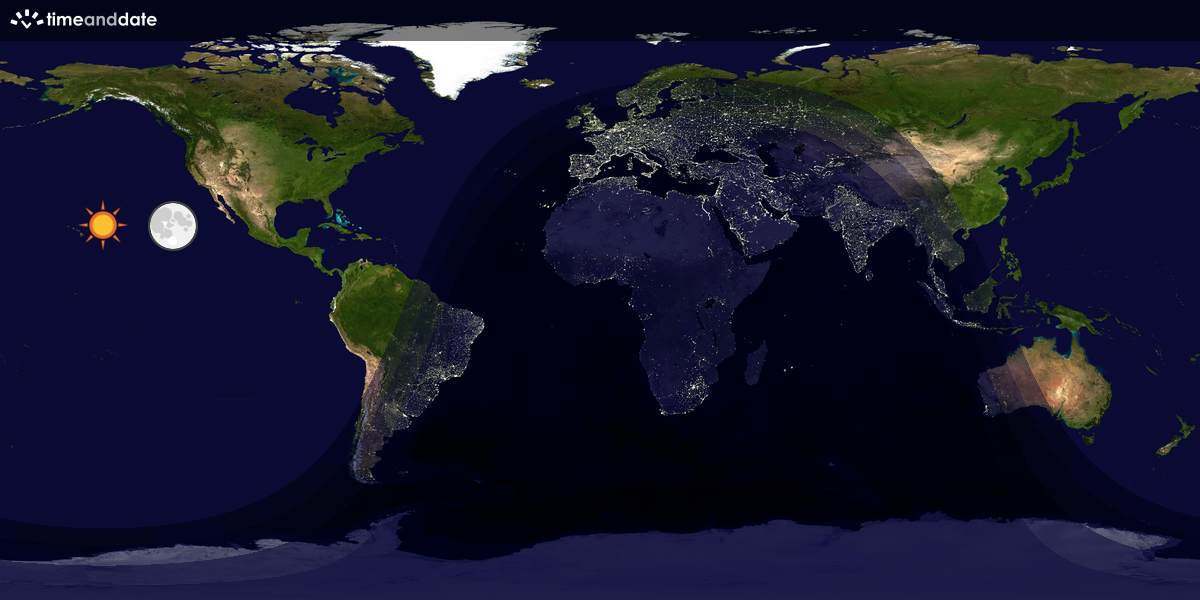 Verdenskart som viser dag og natt 