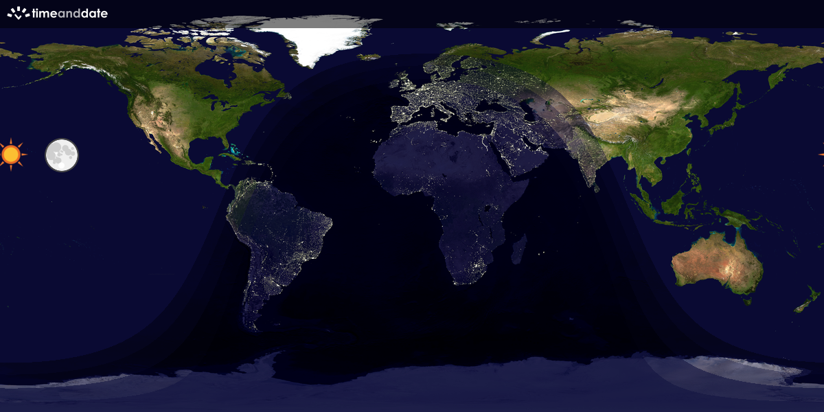 Verdenskart som viser dag og natt 