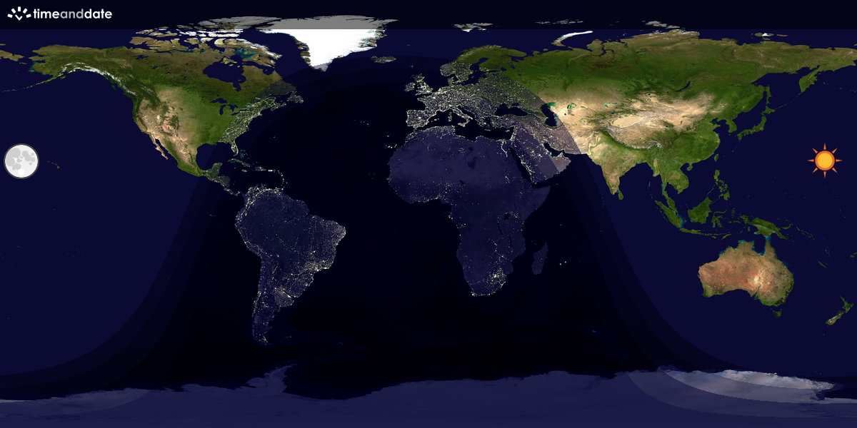 Verdenskart som viser dag og natt 