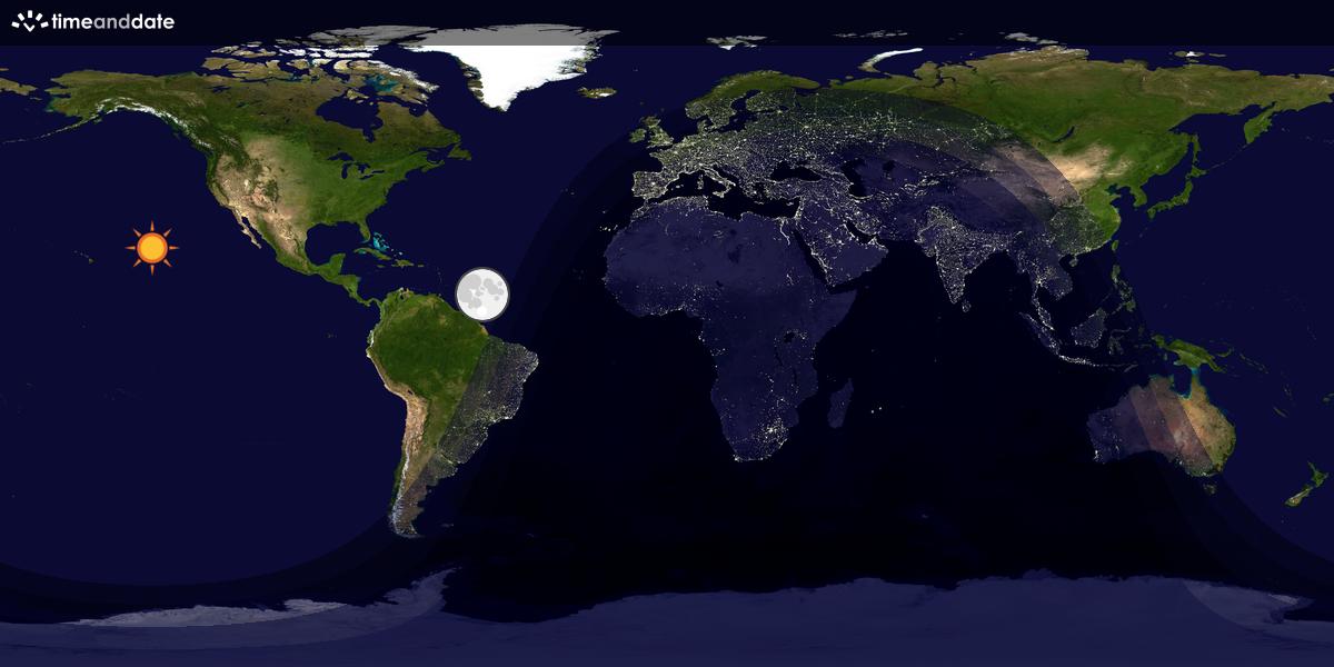 Verdenskart som viser dag og natt 