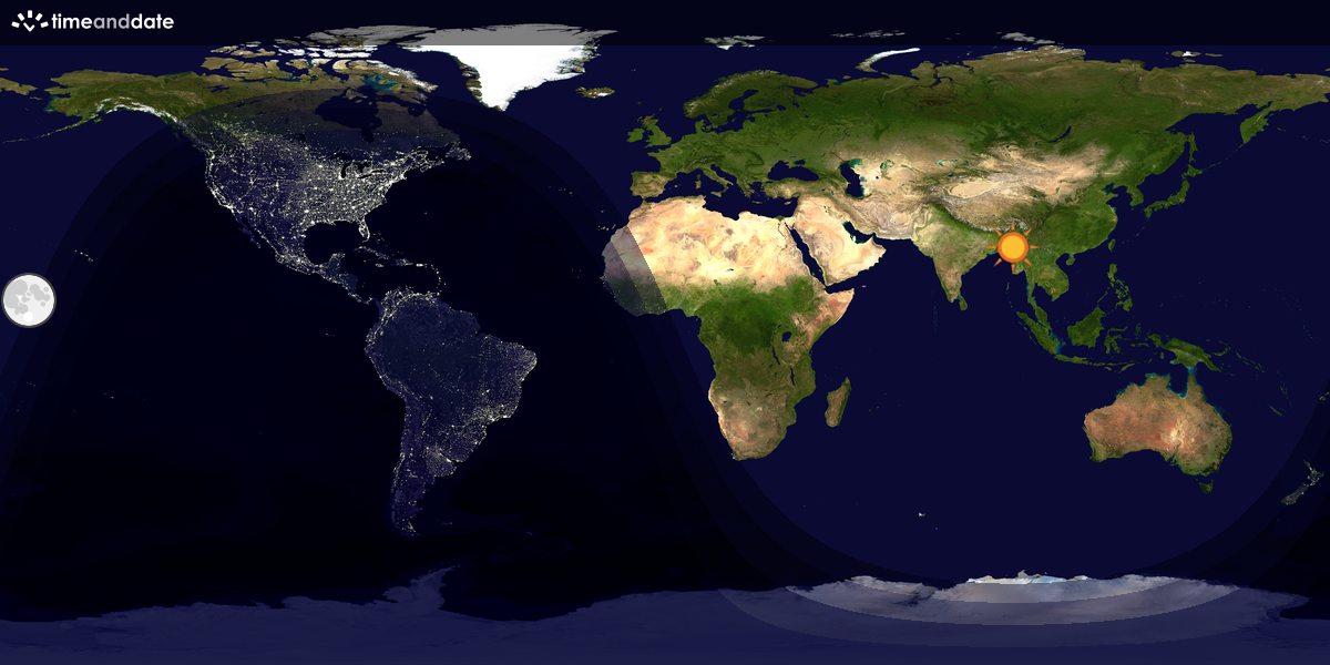 Verdenskart som viser dag og natt 