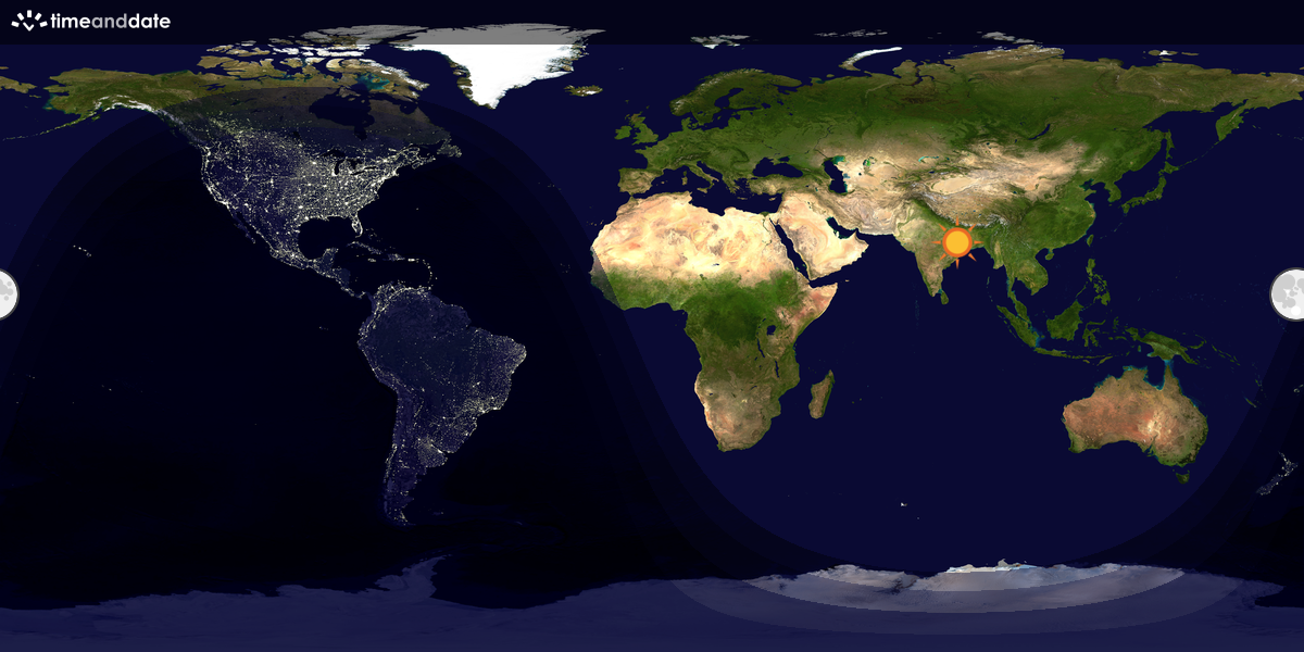 Verdenskart som viser dag og natt 