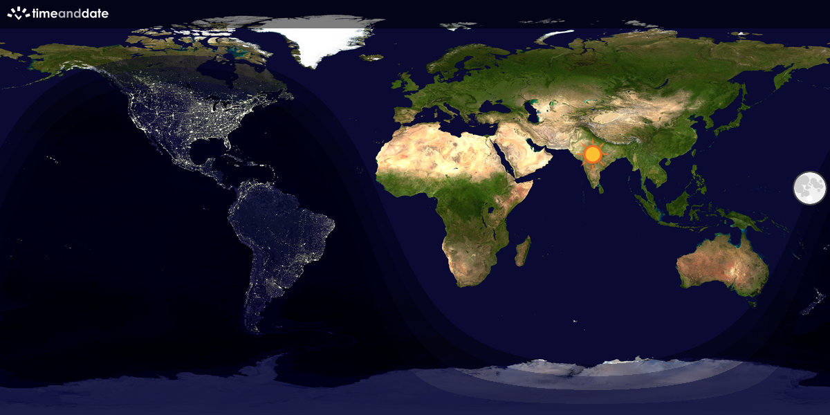 Verdenskart som viser dag og natt 