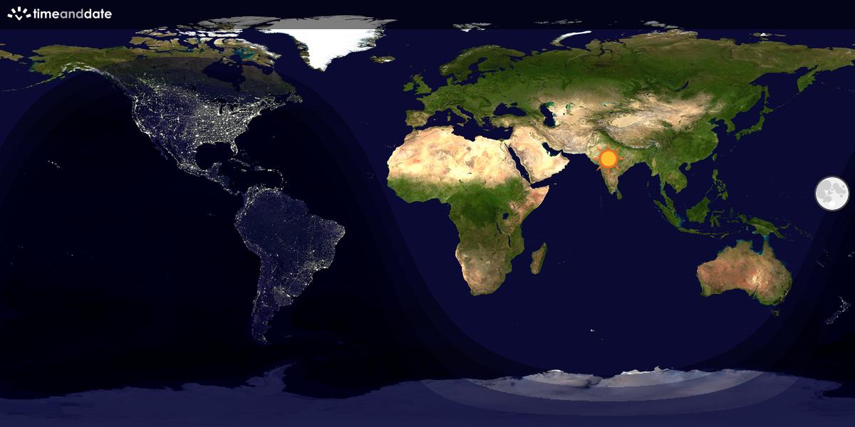 Verdenskart som viser dag og natt 