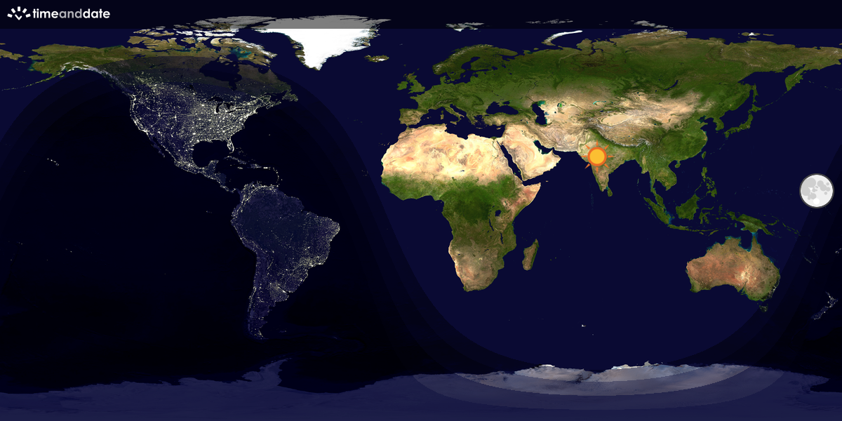 Verdenskart som viser dag og natt 