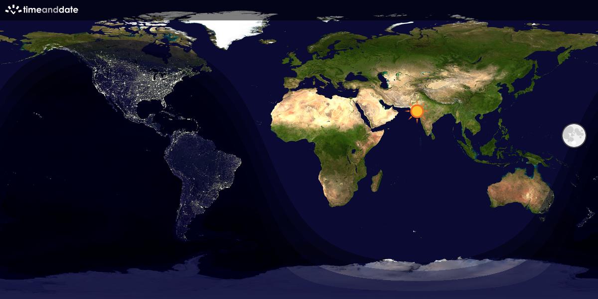 Verdenskart som viser dag og natt 