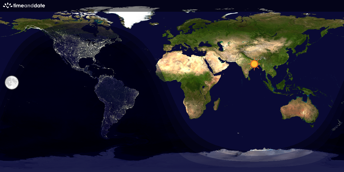 Verdenskart som viser dag og natt 