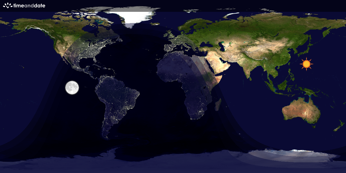 Verdenskart som viser dag og natt 