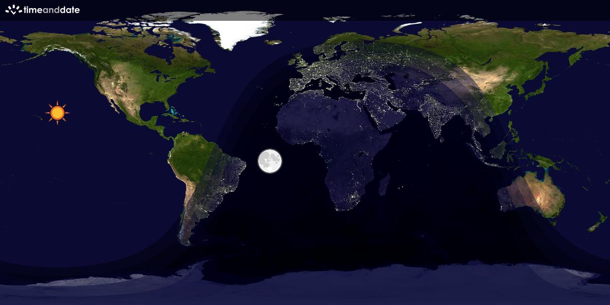 Verdenskart som viser dag og natt 