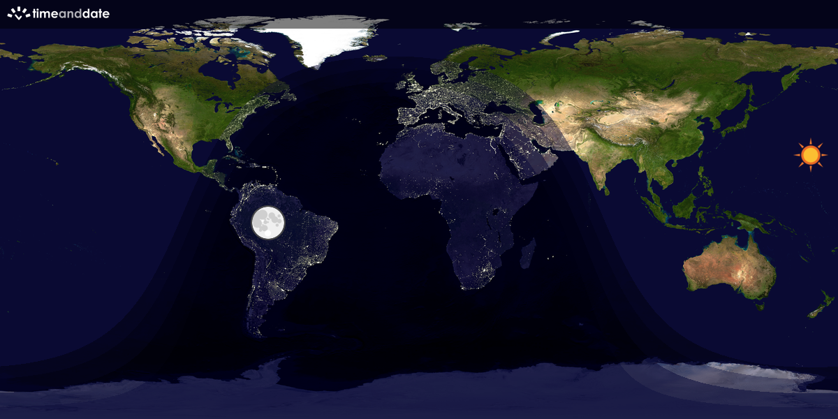 Verdenskart som viser dag og natt 