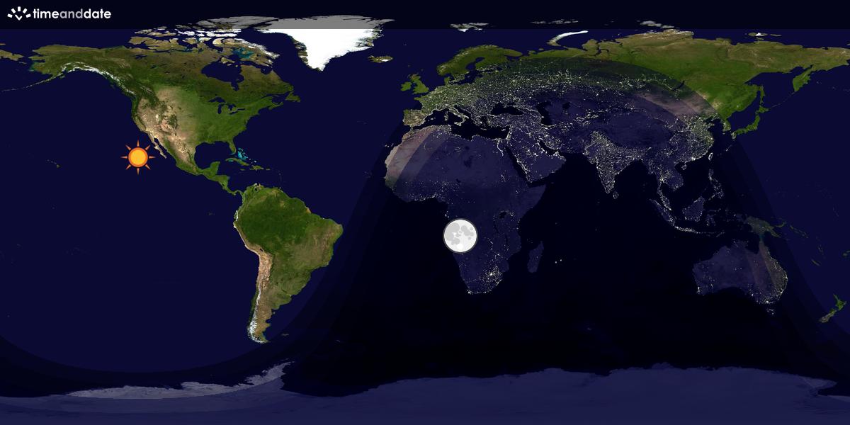 Verdenskart som viser dag og natt 