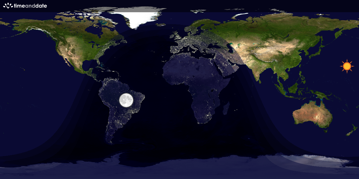 Verdenskart som viser dag og natt 
