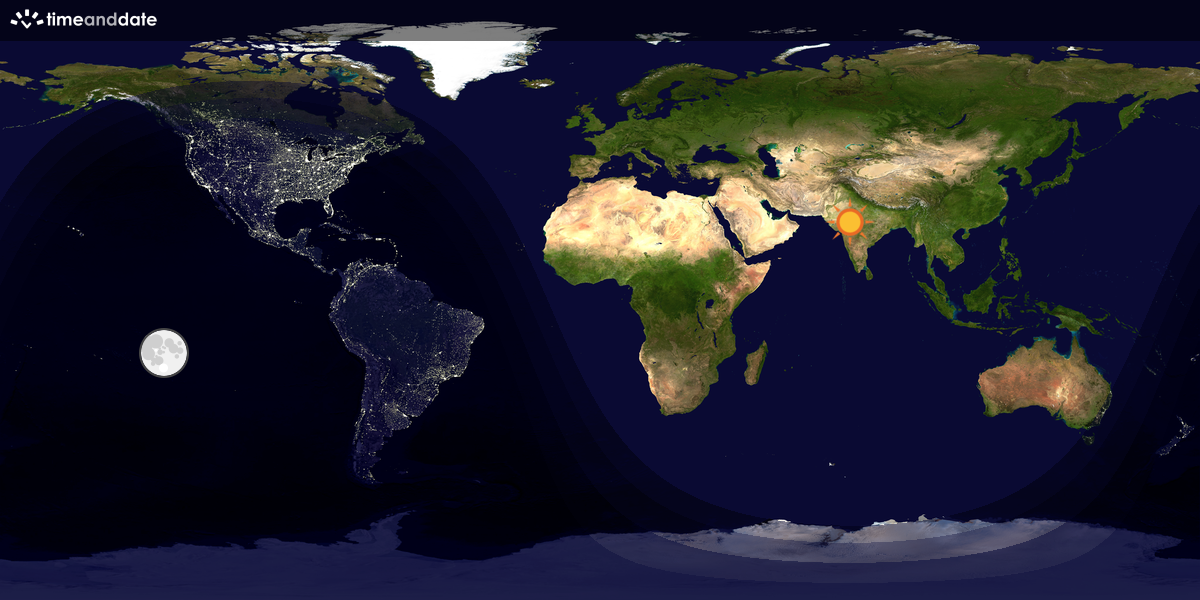 Verdenskart som viser dag og natt 