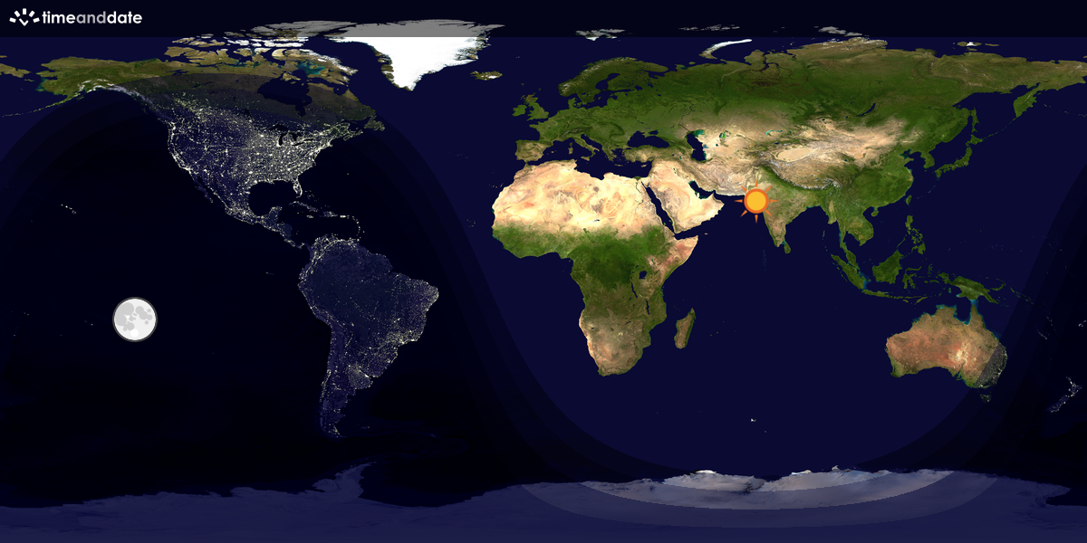 Verdenskart som viser dag og natt 