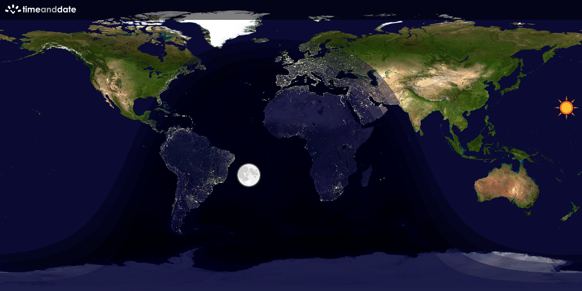 Verdenskart som viser dag og natt 