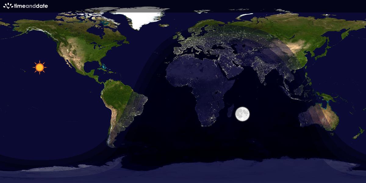 Verdenskart som viser dag og natt 